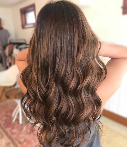 Цвет волос шатен краска, фото, кому подходит dashing long balayage for olive skin caramel brown 500x577 - Цвет волос шатен краска, фото, кому подходит