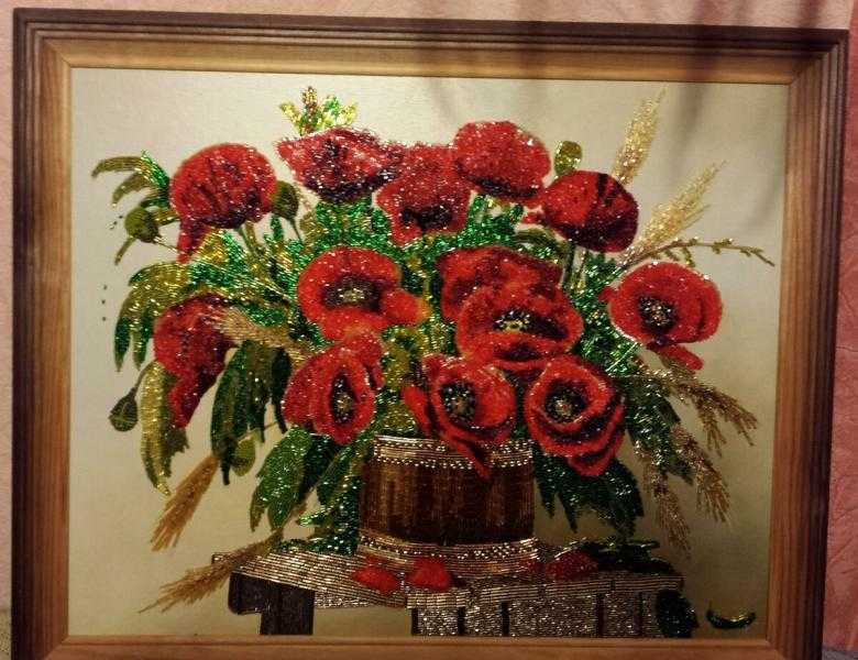 Картины из бисера (83 картинки): вышивка картин бисером и бисером, закрепление клеем72